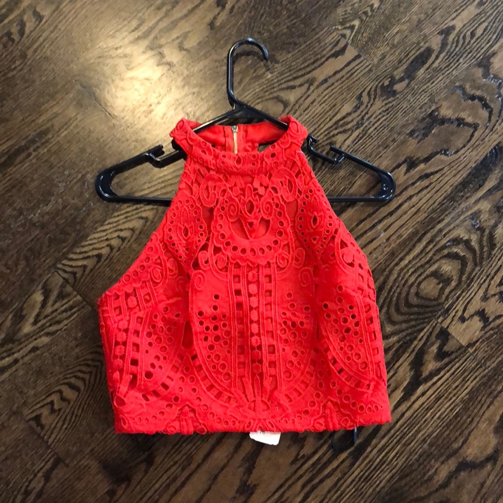 Hot Red Crochet Crop Top